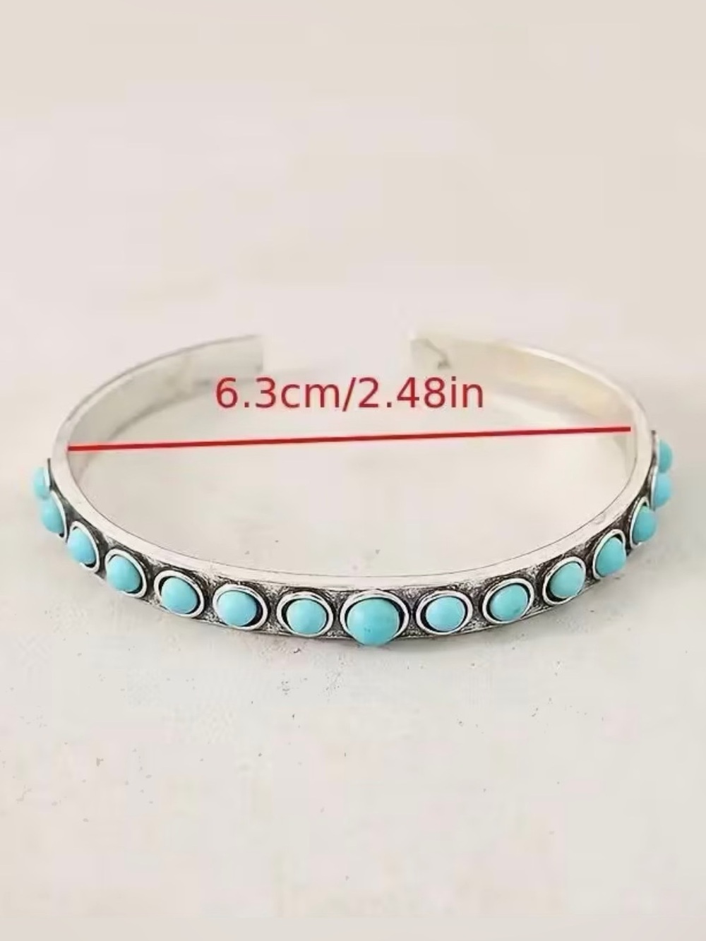 Turquoise Silver Cuff Bracelet - Picture 5 of 5